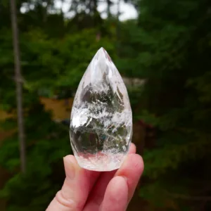 2.75" Clear Quartz Multi-Faceted Brilliant Flame or Egg | Faceted Teardrop | 5.1 Oz