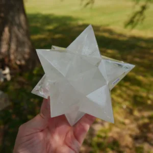 5.5" XXL Clear Quartz Double Merkabah 2.5 Lbs Stellated Dodecahedron | 12-Pointed Crystal Star | Asteroid