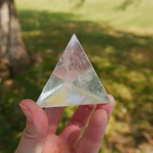 2.5″ Clear Quartz Tetrahedron 2.6 Oz | Fire Element of the Platonic Solids | Sacred Geometry