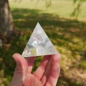2.4″ Clear Quartz Tetrahedron 2.6 Oz | Fire Element of the Platonic Solids | Sacred Geometry