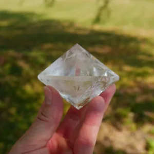 1.8″ Clear Quartz Octahedron 4.7 Oz | Air Element of the Platonic Solids | Sacred Geometry