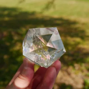 1.8″ High Quality Clear Quartz Icosahedron 7.2 Oz | Water Element of the Platonic Solids | Sacred Geometry