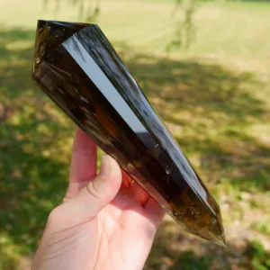 7.5" Stunning *Singing* Smoky Quartz and Rutile Vogel with 24 sides from Brazil | Crystal Healing | Energy Tools 1.3 Lbs