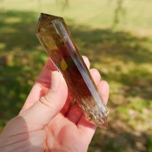 4.25" Sparkling Smoky Quartz Vogel with 12 sides from Brazil | Crystal Healing | Energy Tools 3.5 oz