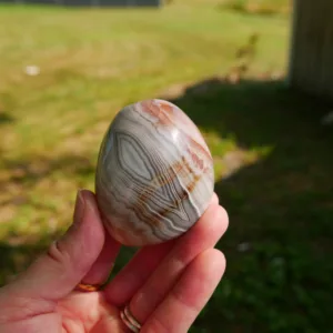 2.5" Shashe River Banded Agate Palm Stone or Gallet from Zimbabwe 4.4 oz
