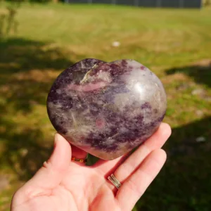 Large Unicorn Stone Crystal Heart 4" | Lepidolite, Pink Tourmaline/Rubellite, Cleavelandite and Smoky Quartz