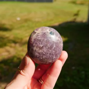 Beautiful Unicorn Stone Crystal Palm Stone 2.25" | Lepidolite, Pink Tourmaline/Rubellite, Cleavelandite and Smoky Quartz