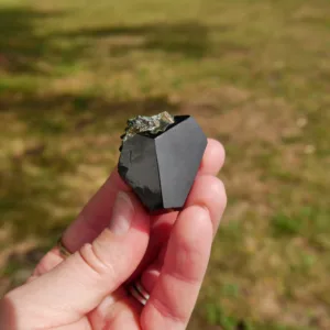 1.25" Naturally Terminated Black Schorl Tourmaline with UV reactive Hyalite Opal and "Mercedes Symbol" | High Quality from Erongo, Namibia