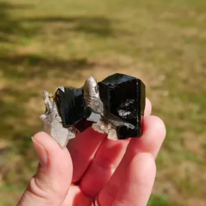 2" Terminated Black Schorl Tourmaline with Smoky Quartz and Hyalite Opal | High Quality from Erongo, Namibia 2.1 Oz