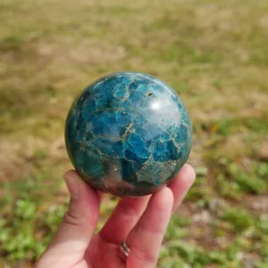 2.6" Vivid Blue Apatite Sphere from Madagascar 1.3 Lb
