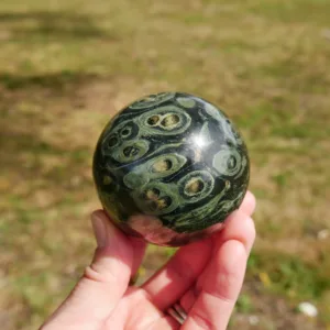 2.5" Kamababa Jasper Sphere "Stromatolite" from Katsepy, Madagascar 13.9 Oz
