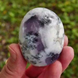 2" Dendritic Purple Opal Palm Stone 2.8 Oz