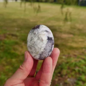 2.2" Dendritic Purple Opal Palm Stone 3.4 Oz