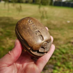 3" Egyptian Scarab Vintage 1992 Carving with Basalt from the Giza Plateau 6.2 Oz