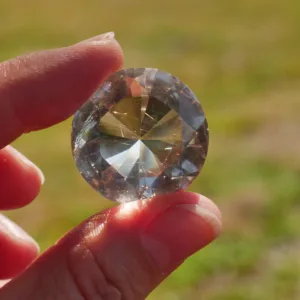 1" Golden Rutilated Quartz Diamond Brilliant Cut 55 Carat