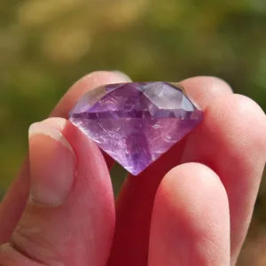 1" Deep Purple Phantom Amethyst Diamond Brilliant Cut 50 Carat