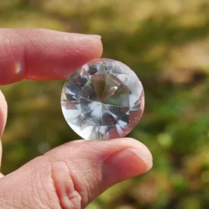 1" Sparkling Clear Quartz Diamond Brilliant Cut 40 Carat
