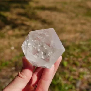 1.8″ Clear Quartz Icosahedron Crystal 7.4 Oz | Water Element of the Platonic Solids | Sacred Geometry
