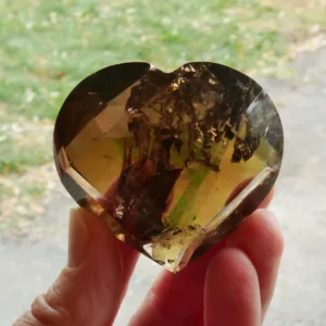 2.25" Smoky Quartz Faceted Heart 3.6 Oz