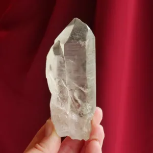 4″ Black Phantom Lemurian Raw Crystal Point with Tantric Twin 5.9 oz