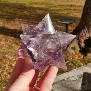 3.5" High Quality Chevron Amethyst Double Merkabah 15.1 Oz | Stellated Dodecahedron | 12-Pointed Crystal Star | Asteroid