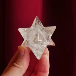 1.4" Clear Quartz Merkabah 8-Point Star 2.3 Oz | Sacred Geometry Crystal Carving
