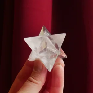 1.25" Clear Quartz Merkabah 8-Point Star 2.2 Oz | Sacred Geometry Crystal Carving