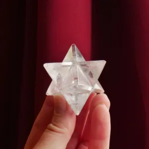 1.25" Clear Quartz Merkabah 8-Point Star 2 Oz | Sacred Geometry Crystal Carving