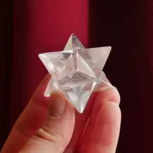 1" Clear Quartz Merkabah 8-Point Star 1.5 Oz | Sacred Geometry Crystal Carving