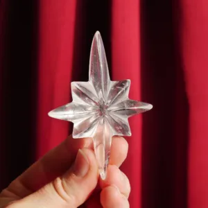 2.8" Clear Quartz Christmas Holiday Star Carving | North Star