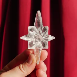 3" Clear Quartz Christmas Holiday Star Carving | North Star