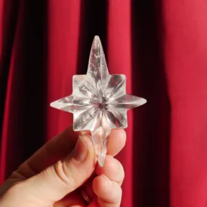 2.6" Clear Quartz Christmas Holiday Star Carving | North Star