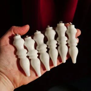 Egyptian Karnac Thoth Pendulum in White Quartz "Jade" with Aquamarine Bead