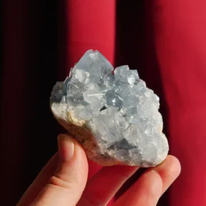 3" Raw Celestite Crystal Cluster with Rainbows from Sakoany, Madagascar