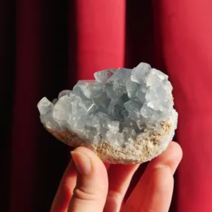 3" Raw Celestite Crystal Cluster with Rainbows from Sakoany, Madagascar