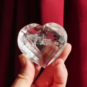 2.25" Clear Quartz Heart: Faceted Crystal Carving, Brazil