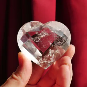 2.25" Clear Quartz Heart: Faceted Crystal Carving, Brazil