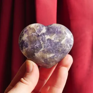 Unicorn Stone Crystal Heart Carving 2.5" | Lepidolite, Pink Tourmaline/Rubellite, Cleavelandite and Smoky Quartz