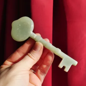 4.75" Green Aventurine Skeleton Key Carving