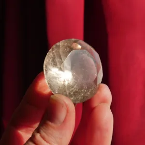 1.4" Natural Light Smoky Quartz Diamond Brilliant Cut Crystal Carving 130 Carat