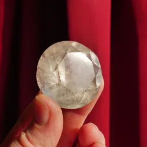 1.4" Natural Light Smoky Quartz Diamond Brilliant Cut Crystal Carving 148 Carat