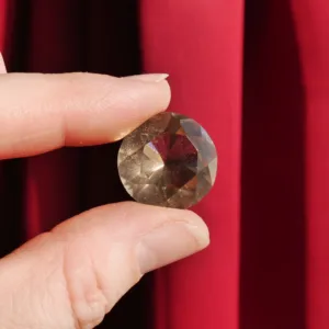 0.75" Natural Smoky Quartz Diamond Brilliant Cut Crystal Carving 23.4 Carat