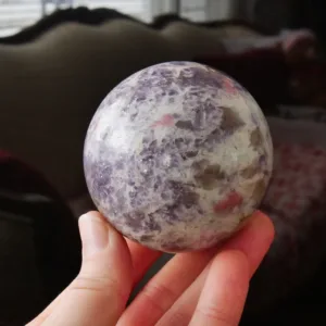 2.5" Sparkling Unicorn Stone Sphere - Lepidolite, Rubellite, Smoky Quartz, Cleavelandite 13.4 oz