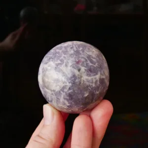 2" Sparkling Unicorn Stone Sphere - Lepidolite, Rubellite, Smoky Quartz, Cleavelandite 7 oz