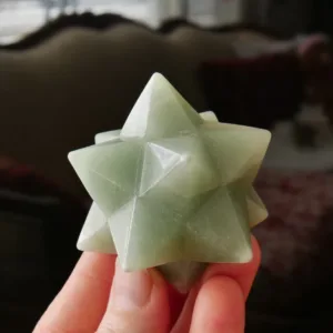 2.5" Green Aventurine Double Merkabah 4.2 Oz | Stellated Dodecahedron | 12-Pointed Crystal Star | Asteroid
