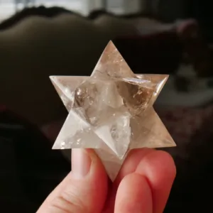 2" Natural Smoky Quartz Double Merkabah 2.8 Oz | Stellated Dodecahedron | 12-Pointed Crystal Star | Asteroid