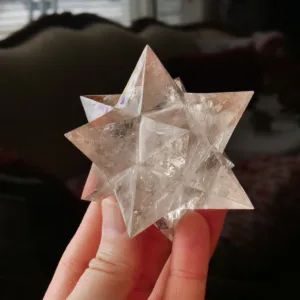 3" Natural Smoky Quartz Double Merkabah 7.3 Oz | Stellated Dodecahedron | 12-Pointed Crystal Star | Asteroid