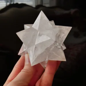 3.25" Clear Quartz Double Merkabah 10.8 Oz | Stellated Dodecahedron | 12-Pointed Crystal Star | Asteroid