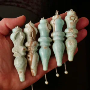 Blue Aragonite Egyptian Karnac Thoth Pendulums 2.75" - Choose Your Own!