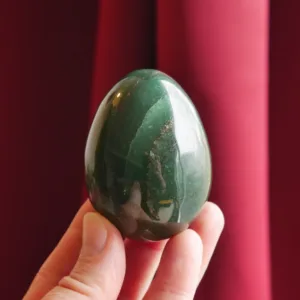 2.4" Green Aventurine Egg with Pyrite Green Crystal Egg Carving 6.1 oz